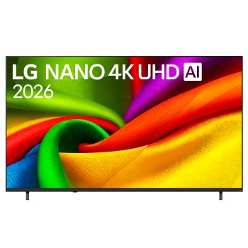 Vista frontale di TV 85 pollici LG NANO 4K UHD AI NU90 4K Smart TV 2026 85NU900B6LA